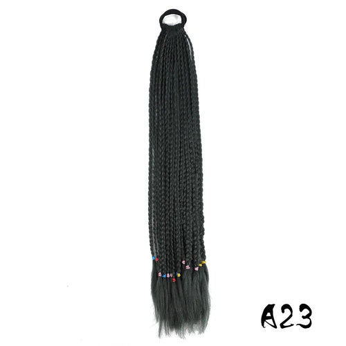 Synthetic Colored Braided Ponytail Hair Extension 60CM Elastic Rubber