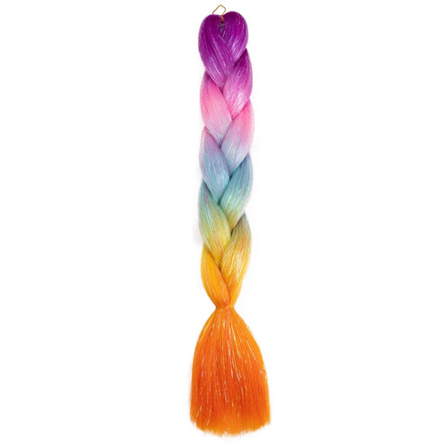 Synthetic Ombre 24inch Glitter Jumbo Braids Extensions Sparkle Rainbow