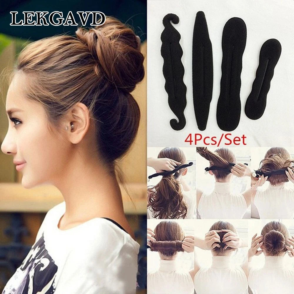 1/4Pcs Set Women Magic Foam Sponges Styling Hair Clip Device Donut