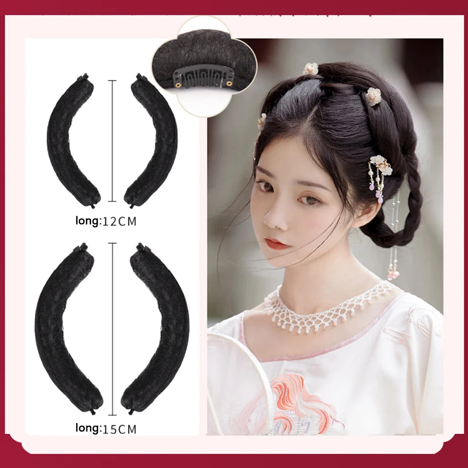 AOSI Synthetic Chinese Traditional Hanfu Wig Hair Bun Retro Black