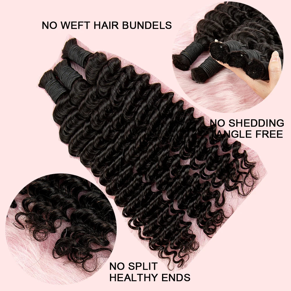 NABI Human Hair Bundles for Braiding Deep Wave Virgin Hair Extension