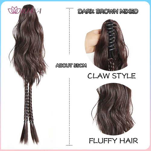 HUAYA Synthetic Claw Clip Ponytail Braid Hair Extensions Long Curly