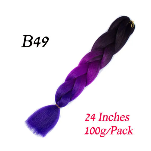 Synthetic 24Inch 100G Wholesale Single Ombre Color Glowing Hair