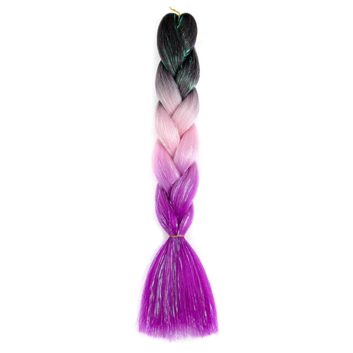 Synthetic Ombre 24inch Glitter Jumbo Braids Extensions Sparkle Rainbow