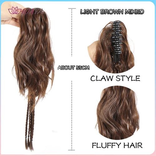 HUAYA Synthetic Claw Clip Ponytail Braid Hair Extensions Long Curly