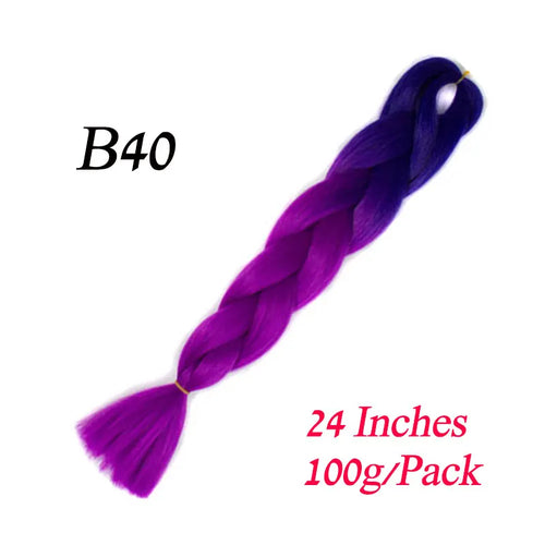 Synthetic 24Inch 100G Wholesale Single Ombre Color Glowing Hair