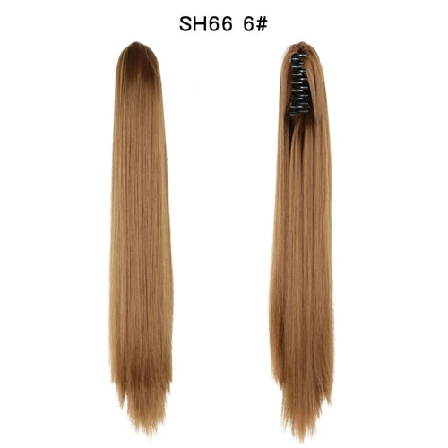 Long Wavy Straight Claw Clip On Ponytail Hair Extension Synthetic