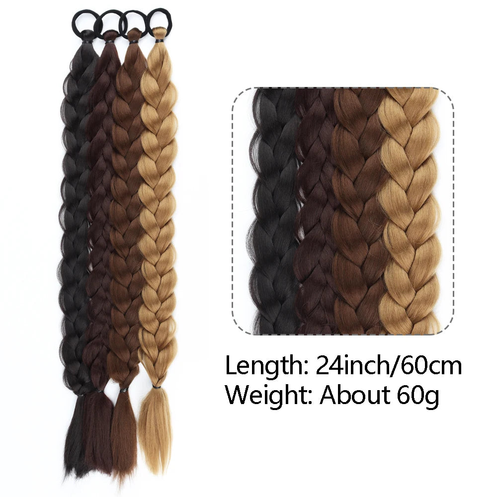 Synthetic Braided Ponytail Extensions Blonde Hairpiece Long Pony Tail