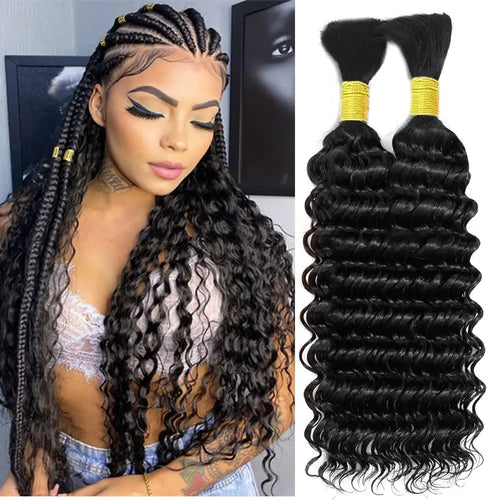 Human Braiding Hair 2 Bundle 100g Deep Wave Bulk Human Hair for