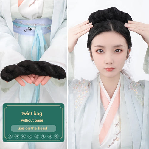 AOSI Synthetic Chinese Traditional Hanfu Wig Hair Bun Retro Black