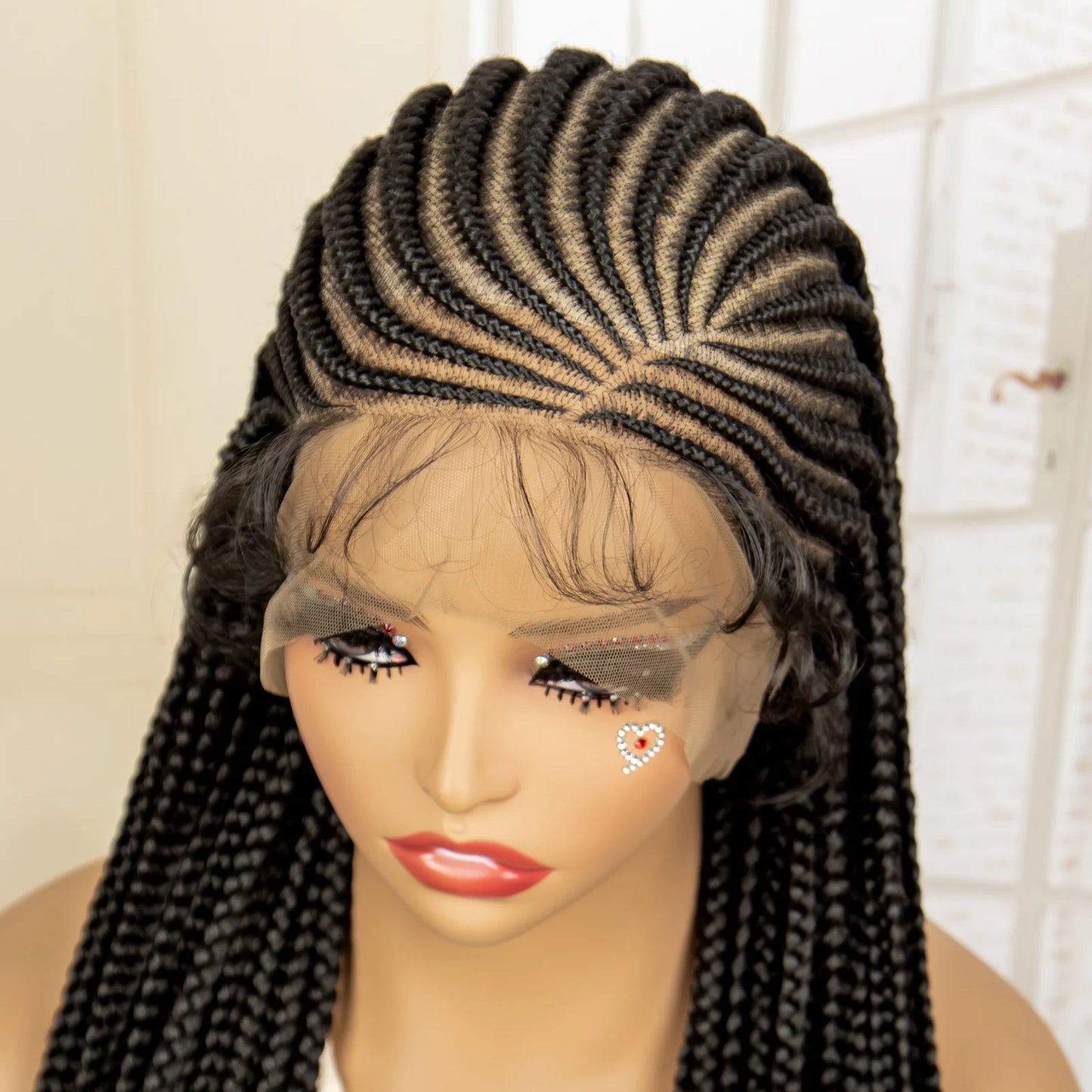 Full Lace Cornrow Braided Wigs for Black Women Handmade Synthetic Long