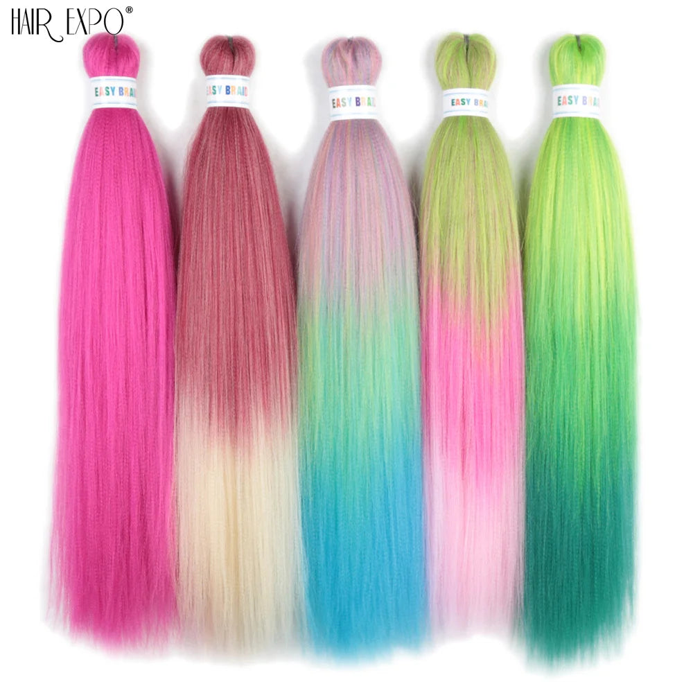 26Inch Easy Braids Hair Synthetic Colourful Pre Stretched Braiding