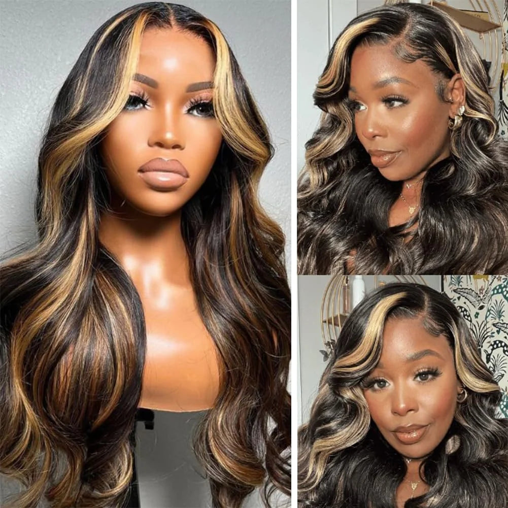 1B/27 Blonde Balayage Highlight Wig Body Wave 13x6 HD Lace Frontal Wig