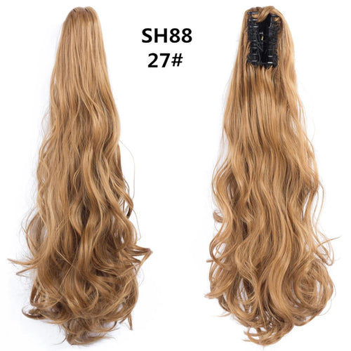 Long Wavy Straight Claw Clip On Ponytail Hair Extension Synthetic