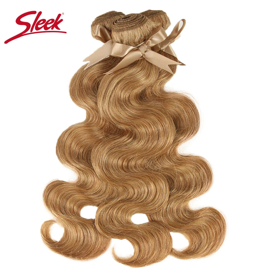 Sleek Honey Blonde 27 Colored Hair Brazilian Body Wave Natural Remy