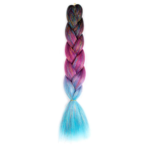 Synthetic Ombre 24inch Glitter Jumbo Braids Extensions Sparkle Rainbow