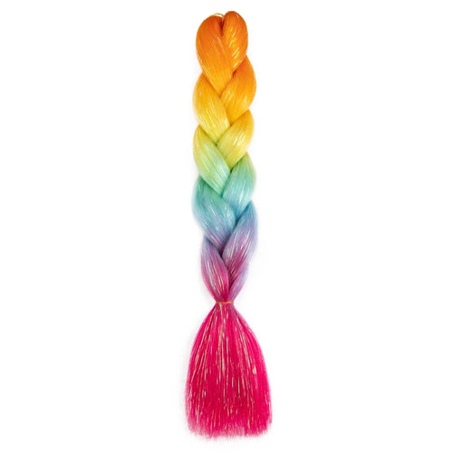 Synthetic Ombre 24inch Glitter Jumbo Braids Extensions Sparkle Rainbow