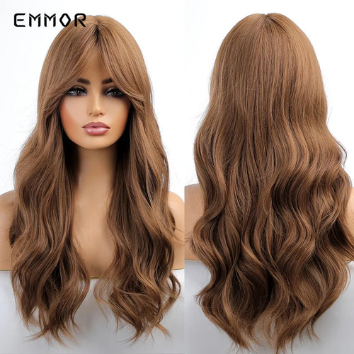 Emmor Ombre Black to Light Blonde Hair Wig Synthetic Long Wavy Wigs