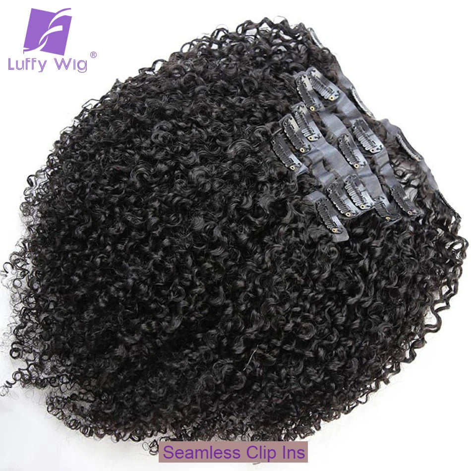 Seamless PU Clip in Hair Extension Human Hair Brazilian 3C 4A Afro