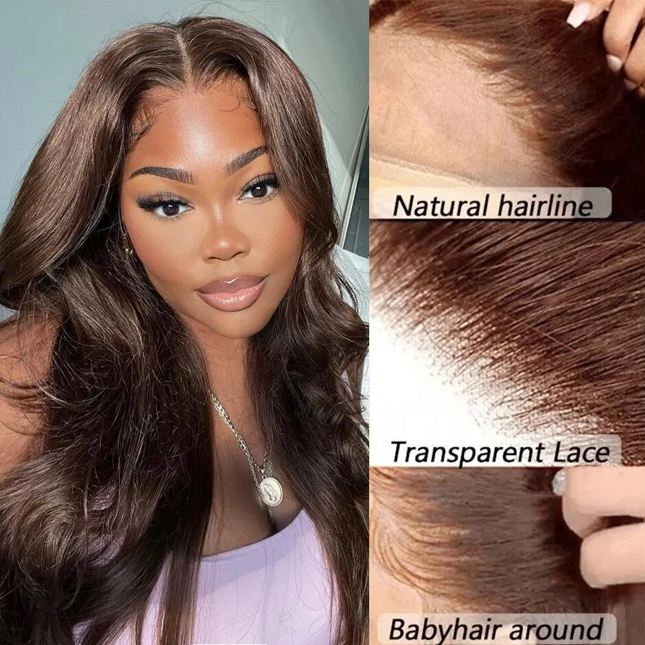 MARRYU Chocolate Brown HD Lace Frontal Wig Malaysia Straight Human