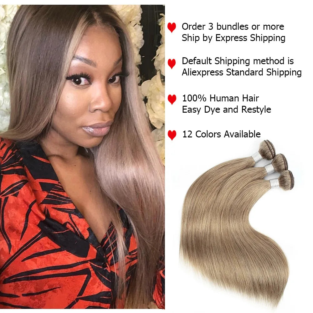 Mogul Hair 1 Pc Straight Hair Bundles Color 8 Ash Blonde Color 27