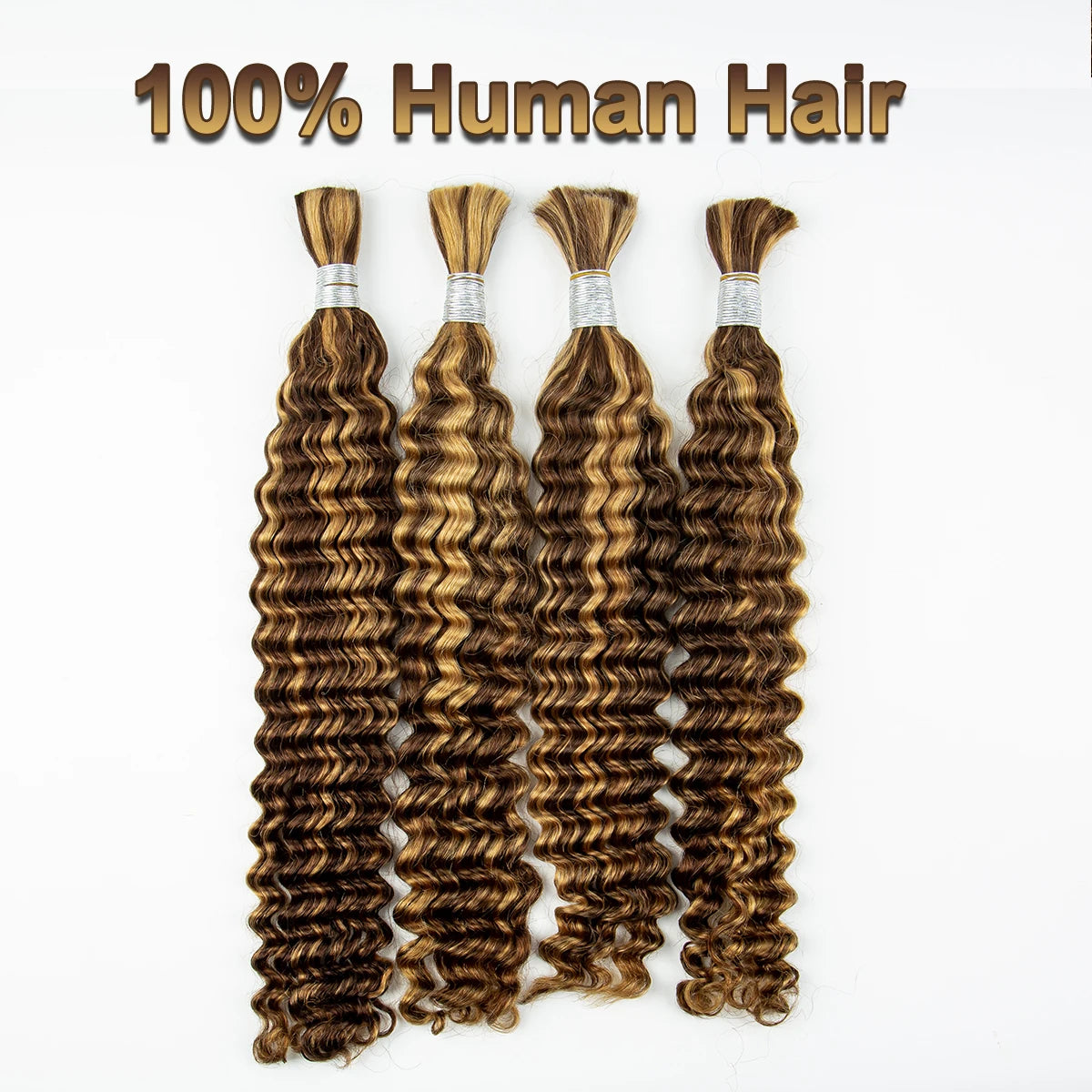 28 In 4/27 Color Deep Wave Bulk Human Hair for Braiding No Weft Virgin