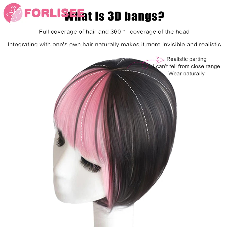 FORLISEE Synthetic 3D French Bangs Wig With Natural And Seamless