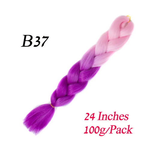 Synthetic 24Inch 100G Wholesale Single Ombre Color Glowing Hair