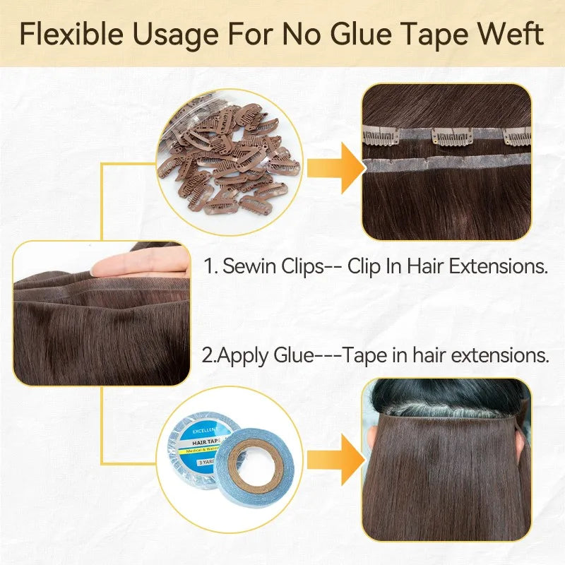 Injected Tape In Hair Extensions Invisible Long Tape PU Weft Human