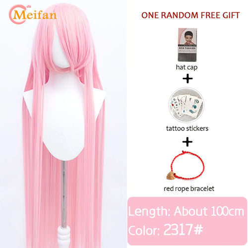 MEIFAN 100CM Synthetic Cosplay Anime Costume Wig Blonde Blue Red Pink