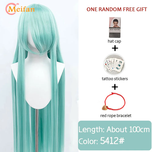 MEIFAN 100CM Synthetic Cosplay Anime Costume Wig Blonde Blue Red Pink