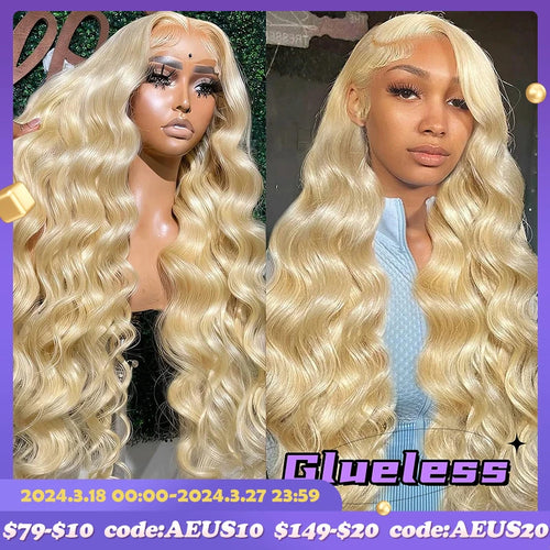 613 Blonde Glueless Wig 13x6 Lace Frontal Human Hair Wig HD