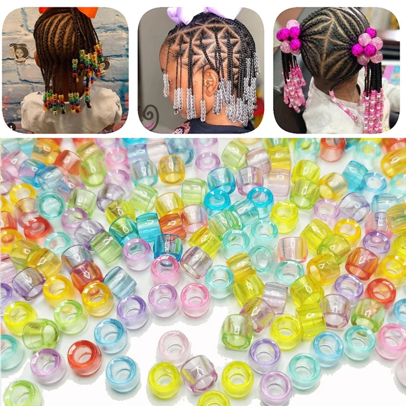 100Pcs/lot Mix Color Hair Braid Beads Decoration Pendants Clear