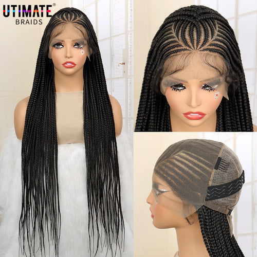 Synthetic Full Lace Cornrow Braided Wigs with Baby Hair for Black