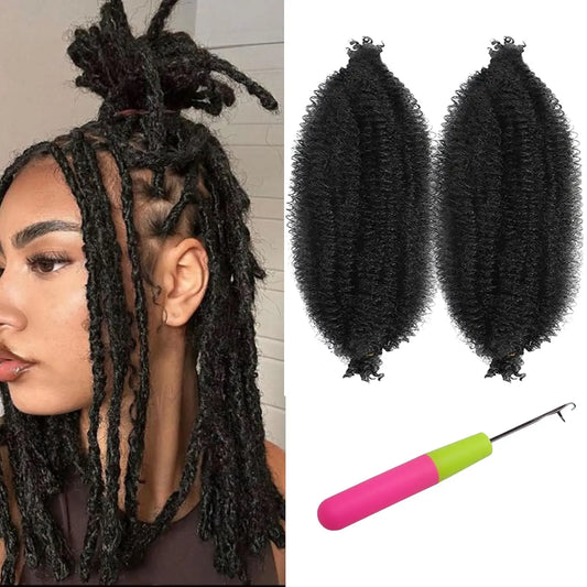 Black Star-Soft Springy Afro Twist Hair, Long Marley Braiding Crochet