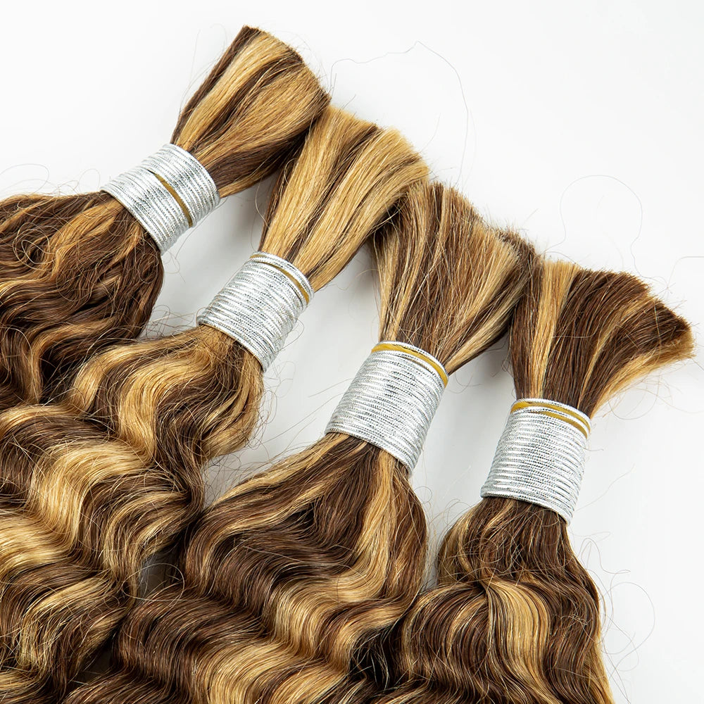 NABI Highlight P4/27 Ombre Curly Hair Braiding Bundles Deep Wave Hair