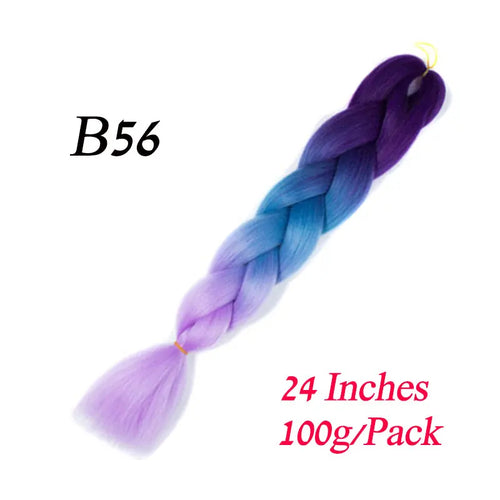 Synthetic 24Inch 100G Wholesale Single Ombre Color Glowing Hair