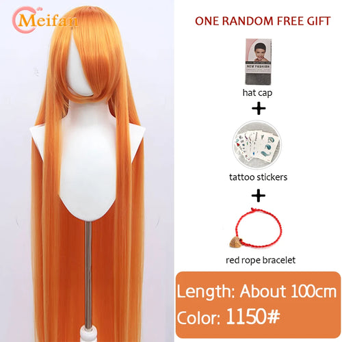 MEIFAN 100CM Synthetic Cosplay Anime Costume Wig Blonde Blue Red Pink