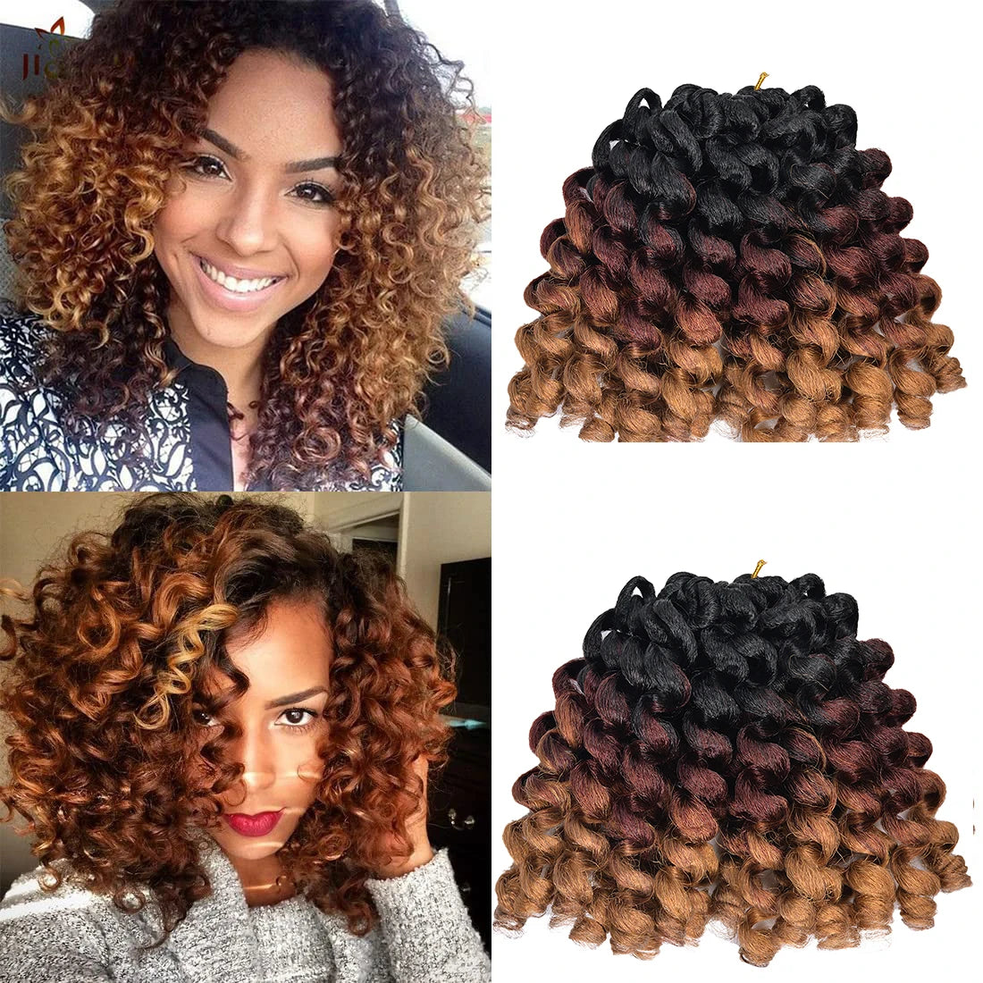 Synthetic Ombre Braiding Hair Jumpy Wand Curl Crochet Braids Hair