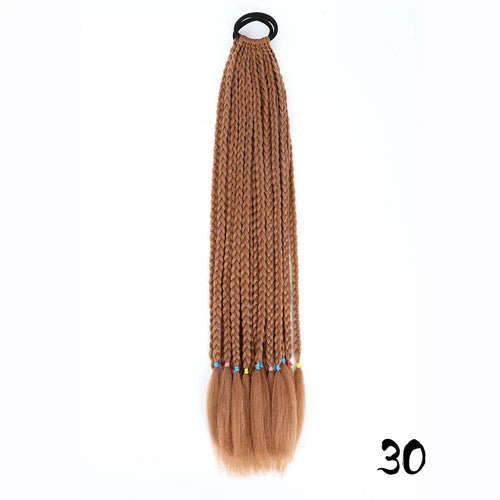 Synthetic Colored Braided Ponytail Hair Extension 60CM Elastic Rubber