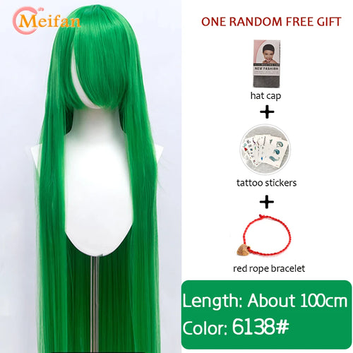 MEIFAN 100CM Synthetic Cosplay Anime Costume Wig Blonde Blue Red Pink