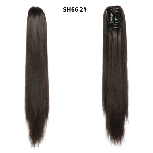 Long Wavy Straight Claw Clip On Ponytail Hair Extension Synthetic