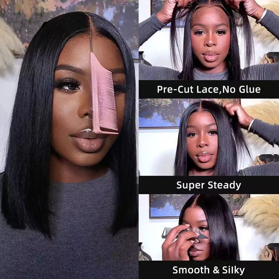 Tracy Hair Bob Glueless Wig Human Hair Ready To Wear Bone Straight