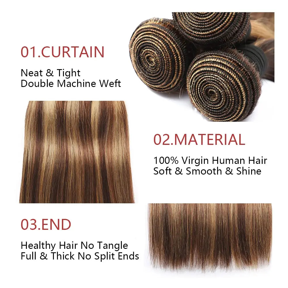 Highlight P4/27 Hair Brazilian Remy Hair Weaves Remy Human Hair Grade