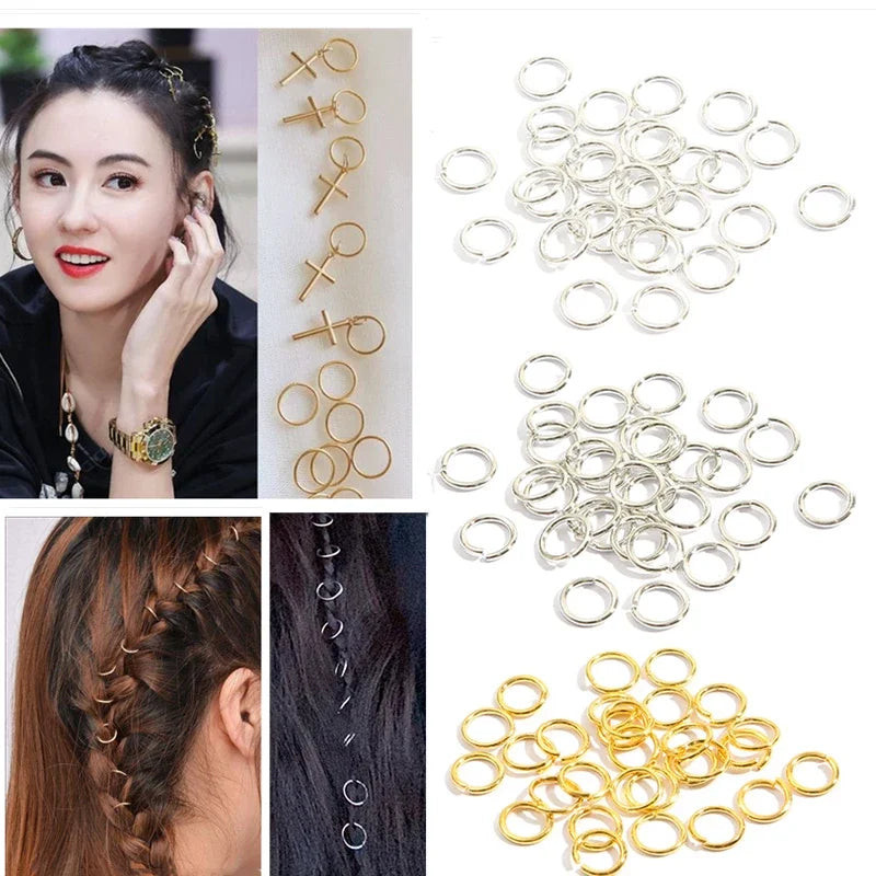 50Pcs Mix Color Hair Braids Dreadlock Beads Hair Cuffs Rings Tube