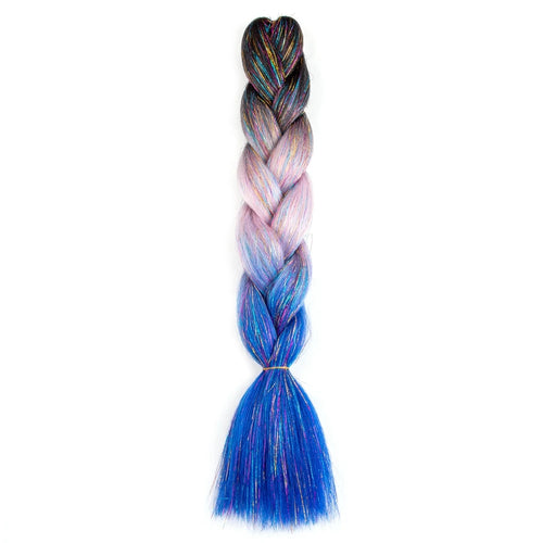 Synthetic Ombre 24inch Glitter Jumbo Braids Extensions Sparkle Rainbow