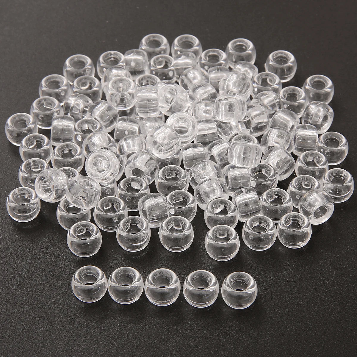 50Pcs 100Pcs Transparent 4mm Big Hole Dreadlock Beads for Jumbo Braids