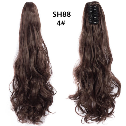 Long Wavy Straight Claw Clip On Ponytail Hair Extension Synthetic