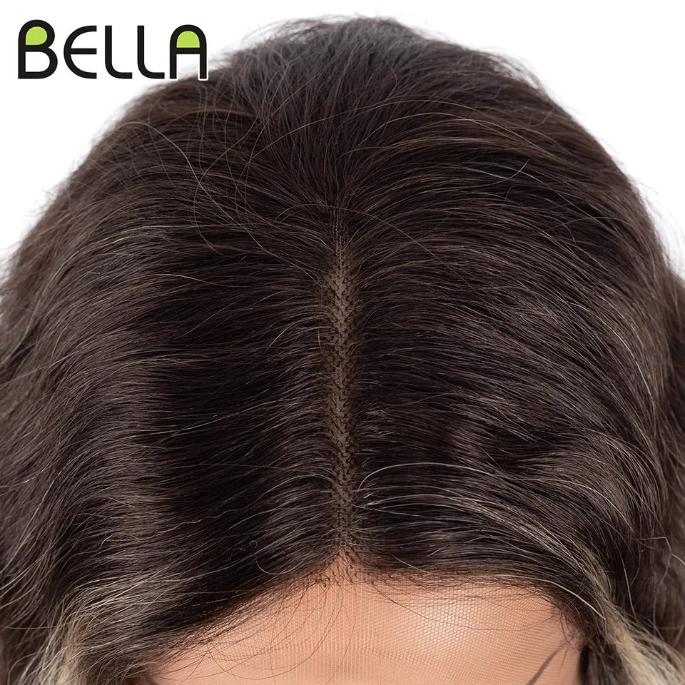 Bella 40 Inch T Part Lace Wigs Synthetic Deep Wave Long Wigs Ombre