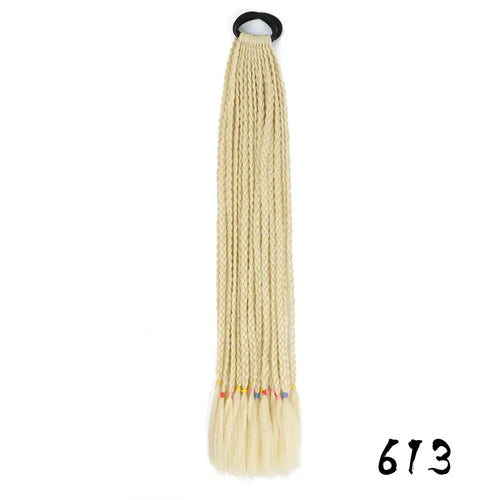 Synthetic Colored Braided Ponytail Hair Extension 60CM Elastic Rubber